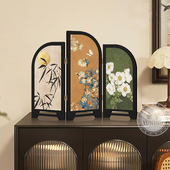 中古风墨竹小屏风客厅桌面摆件屏风装 饰品复古艺术玄关电视柜摆画
