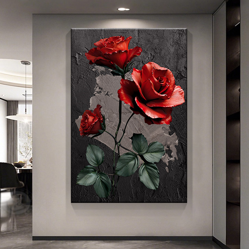 侘寂风玫瑰客厅走道装饰画高级感沙发背景墙挂画简约现代玄关壁画,家居饰品,现代装饰画,淘宝优惠券,粉丝福利购,淘宝优惠卷