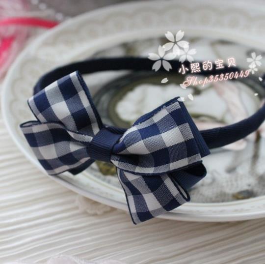 发箍可爱婴儿宝宝格子发箍发夹