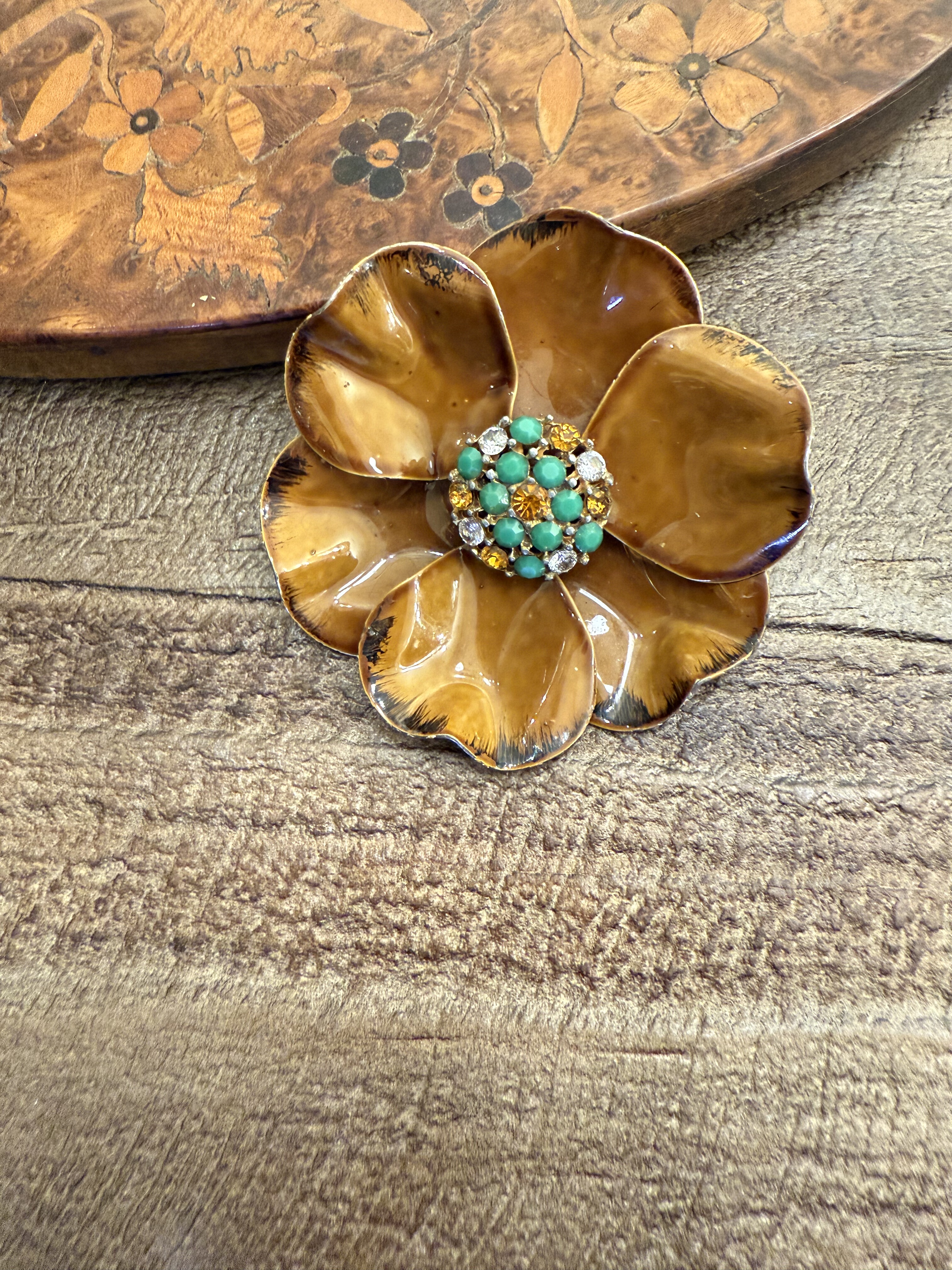 中古默认微瑕不退不换  手工珐琅手绘胸针 意大利