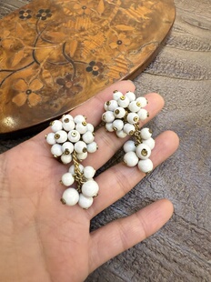 中古默认微瑕不退不换 木珠耳夹 意大利