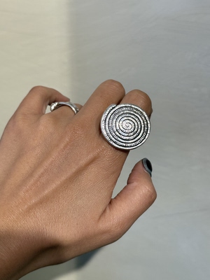 中古默认微瑕不退不换  空心银戒指 14 码 意大利