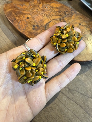 中古默认微瑕不退不换  西德琉璃耳夹 意大利