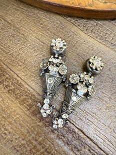 中古默认微瑕不退不换 华丽花瓶耳夹 意大利