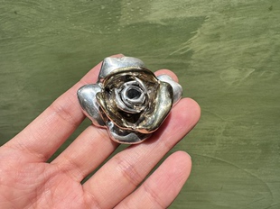双色包银玫瑰胸针项坠两用玫瑰花 中古默认微瑕不退不换