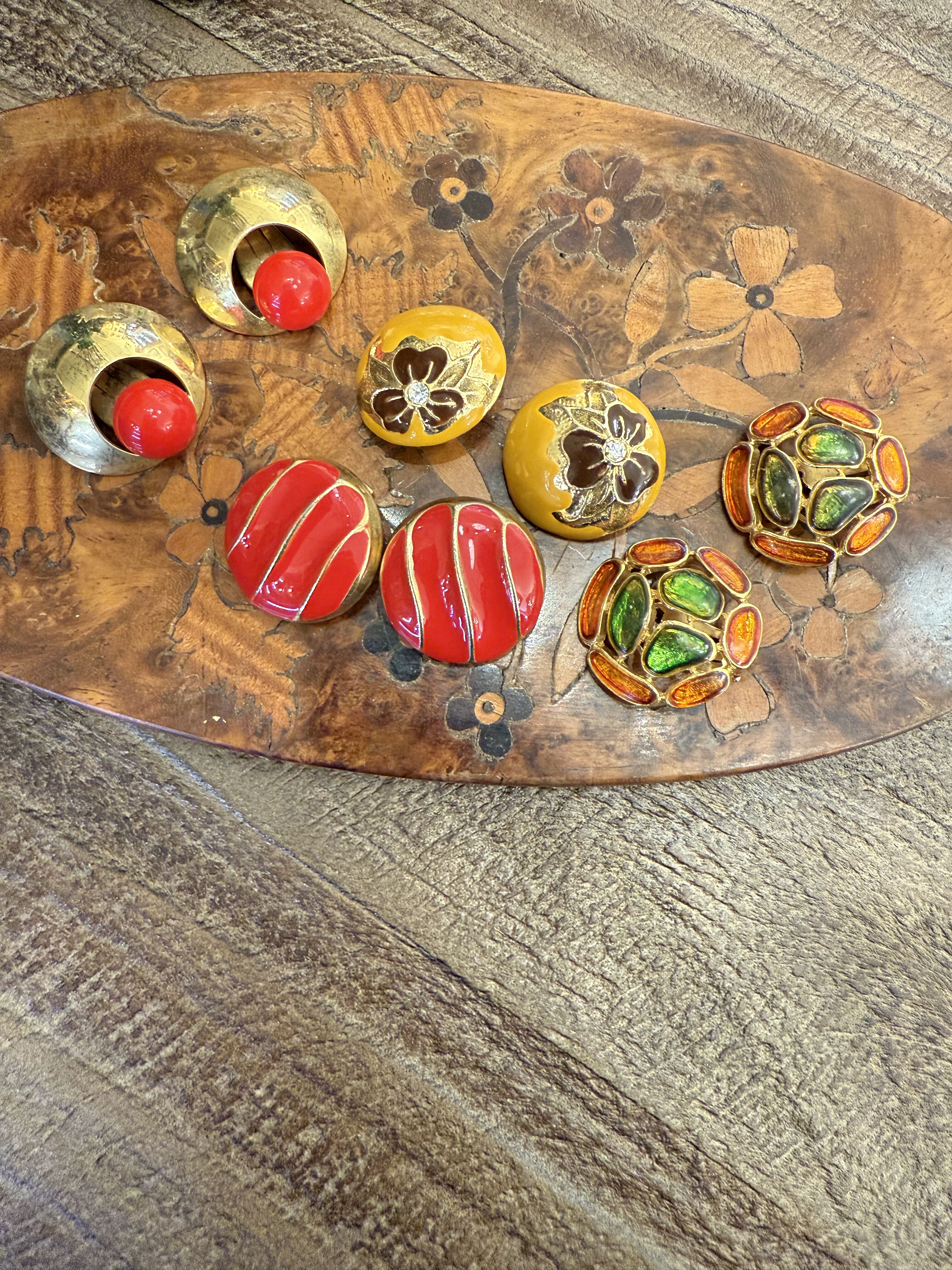 中古默认微瑕不退不换  珐琅耳夹 意大利