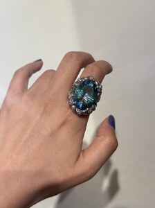 中古默认微瑕不退不换  绝美西瓜是银戒指 14码偏大  意大利