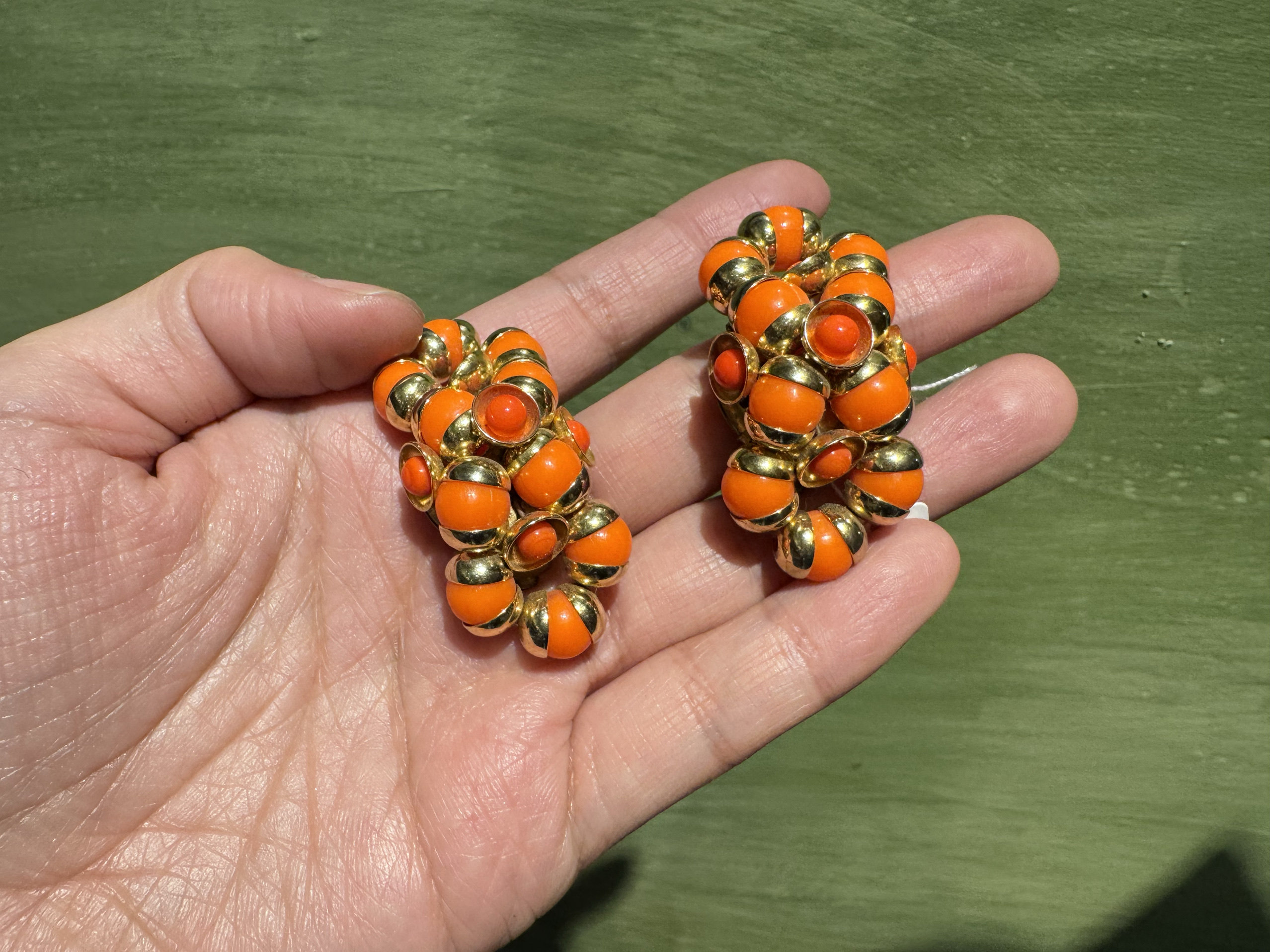 不退不换 francoise montague琉璃珠耳夹 法产 - 实物图