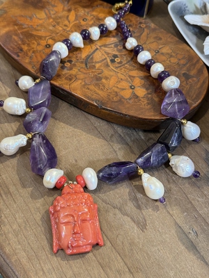 中古默认微瑕不退不换  融合元素天然石项链 意大利