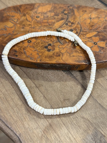 中古不完美不退不换   老手工切割贝母短项链 choker