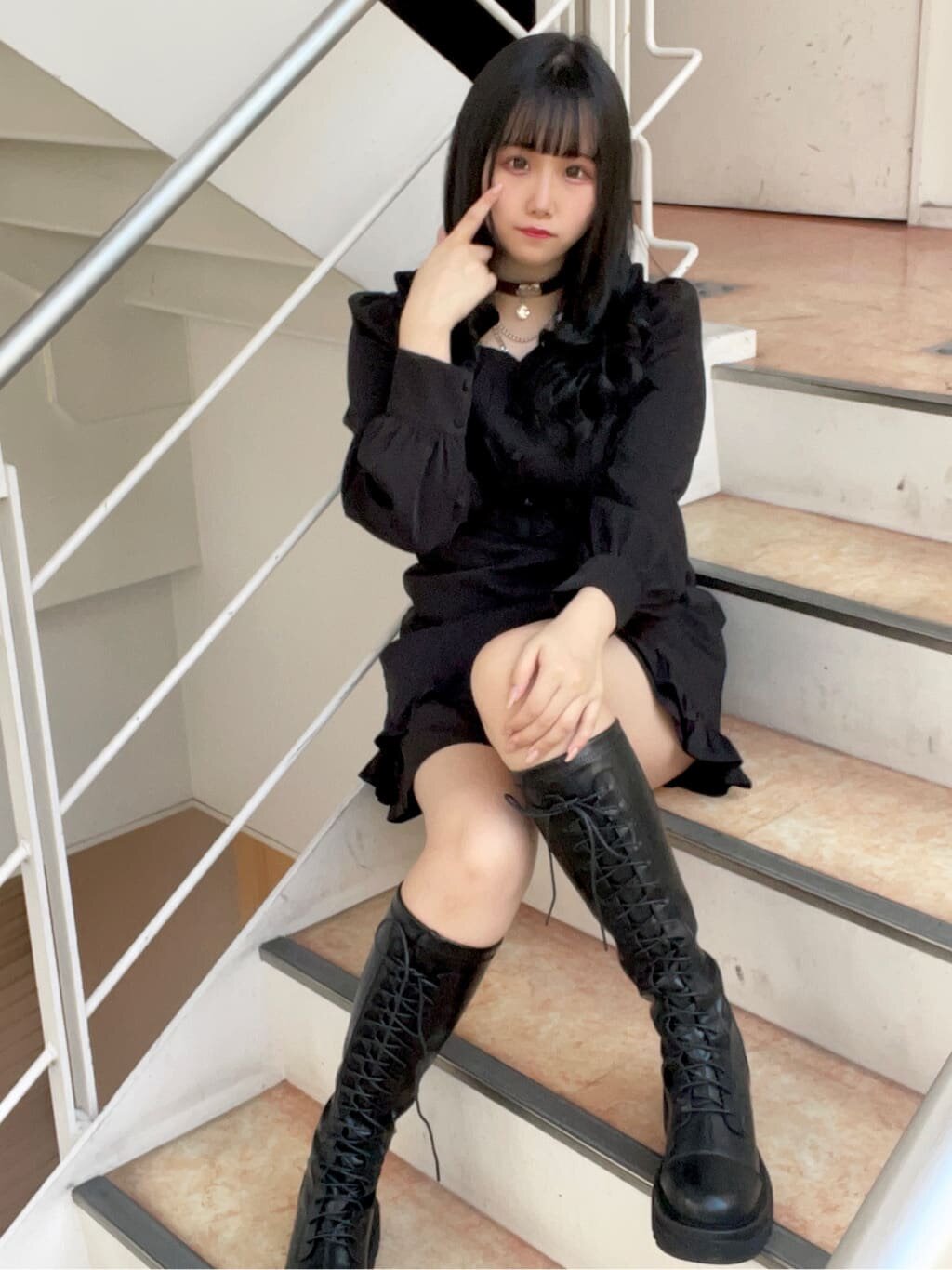 2022春款日本日系爱心甜美连衣裙 女