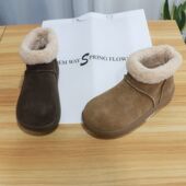 诗路花语小土豆雪地靴女2025冬真皮保暖加厚短靴软底棉靴600 938
