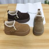 诗路花语女鞋 760 100 2025冬真皮厚底加绒勃肯鞋 魔术贴轻便软木鞋