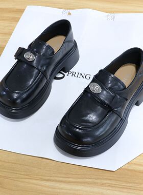 诗路花语女鞋2026春季真皮轻便乐福鞋厚底百搭一脚蹬单鞋91-6050