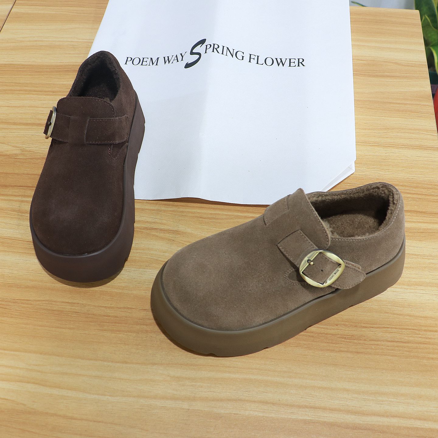 诗路花语女鞋2025真皮加绒勃肯鞋