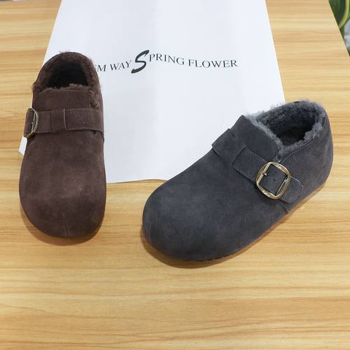 诗路花语V6M真皮加绒厚底勃肯鞋