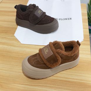 221 厚底加厚保暖板鞋 539 2025冬真皮魔术贴毛绒棉鞋 诗路花语女鞋