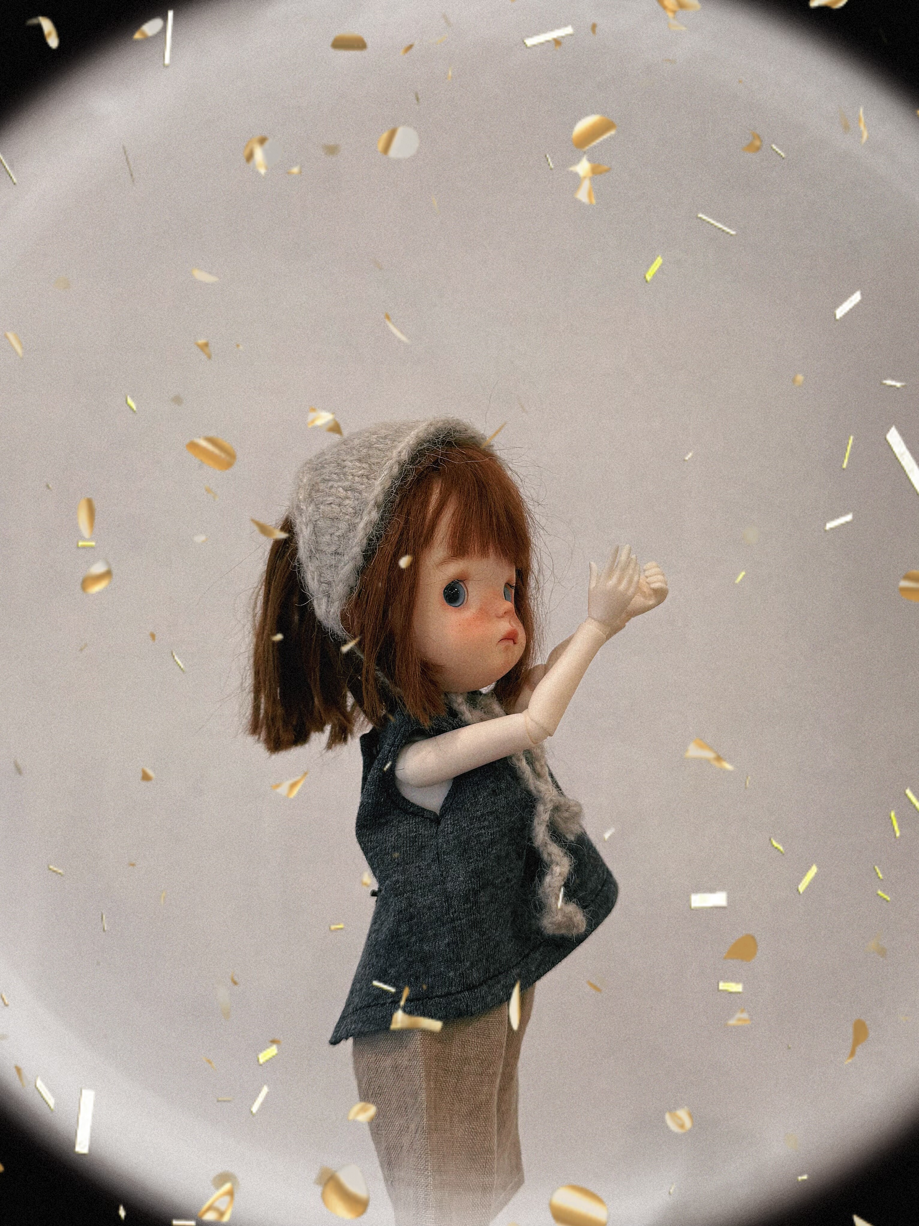 Bene doll 6分bjd蓝豆豆小p小头娃娃头巾针织毛织三角巾