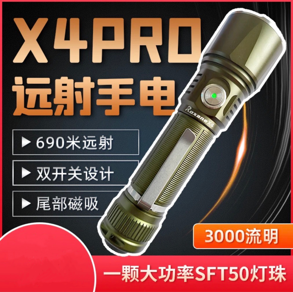 视睿X4Pro超强远射强光手电筒Sft50激光炮户外手电智能温控21700-封面