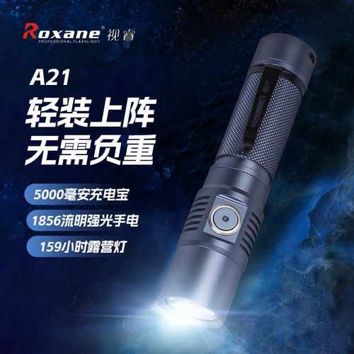 视睿新升级A21USB充电强光手电筒