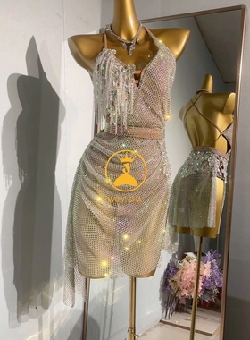 舞忆莎紫色专业拉丁舞演出服比赛服成人女儿童高端舞蹈服装073