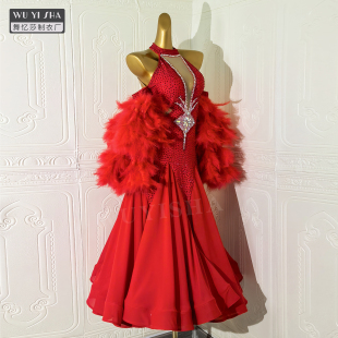 舞忆莎摩登舞裙国标新款 跳舞大摆长裙华尔兹探戈交谊舞蹈服m10