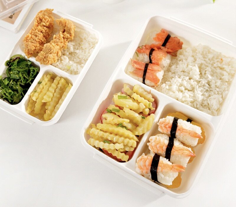 出日本食品级pp微波炉便当盒精致三分格大号QS质量认证分格饭盒