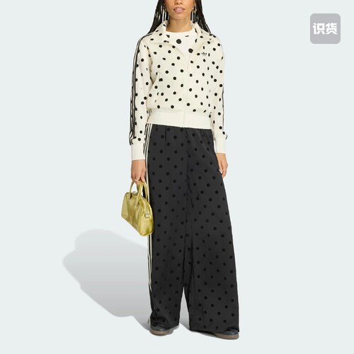 Adidas阿迪达斯新款三叶草女子波点韩系休闲外套裤子KV1165KV1166