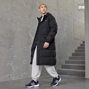 鸭绒羽绒服IV7558 防风舒适运动保暖连帽中长款 adidas男女款 情侣款