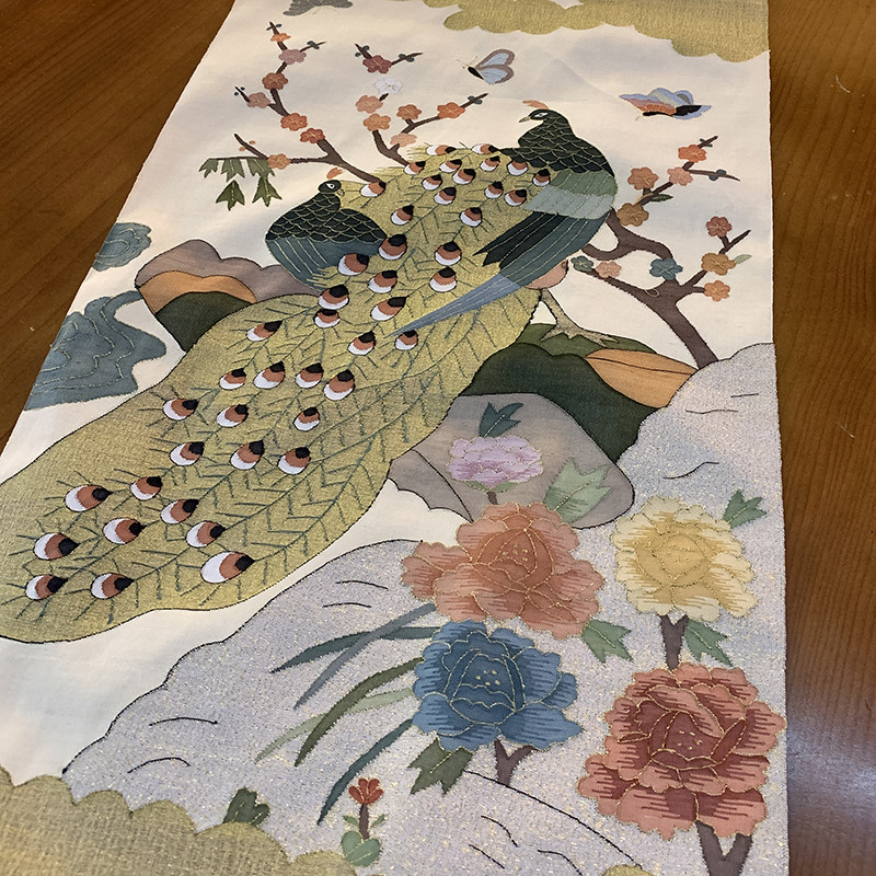 手工桑蚕丝老织物收藏品缂丝花鸟中式汉服旗袍面料精美花色非遗品