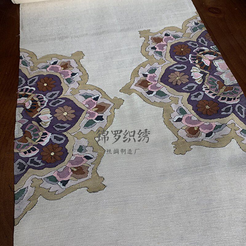 苏绣手工老织物手绘缂丝茶席桌旗衣料独款式汉服旗袍衣料辅料