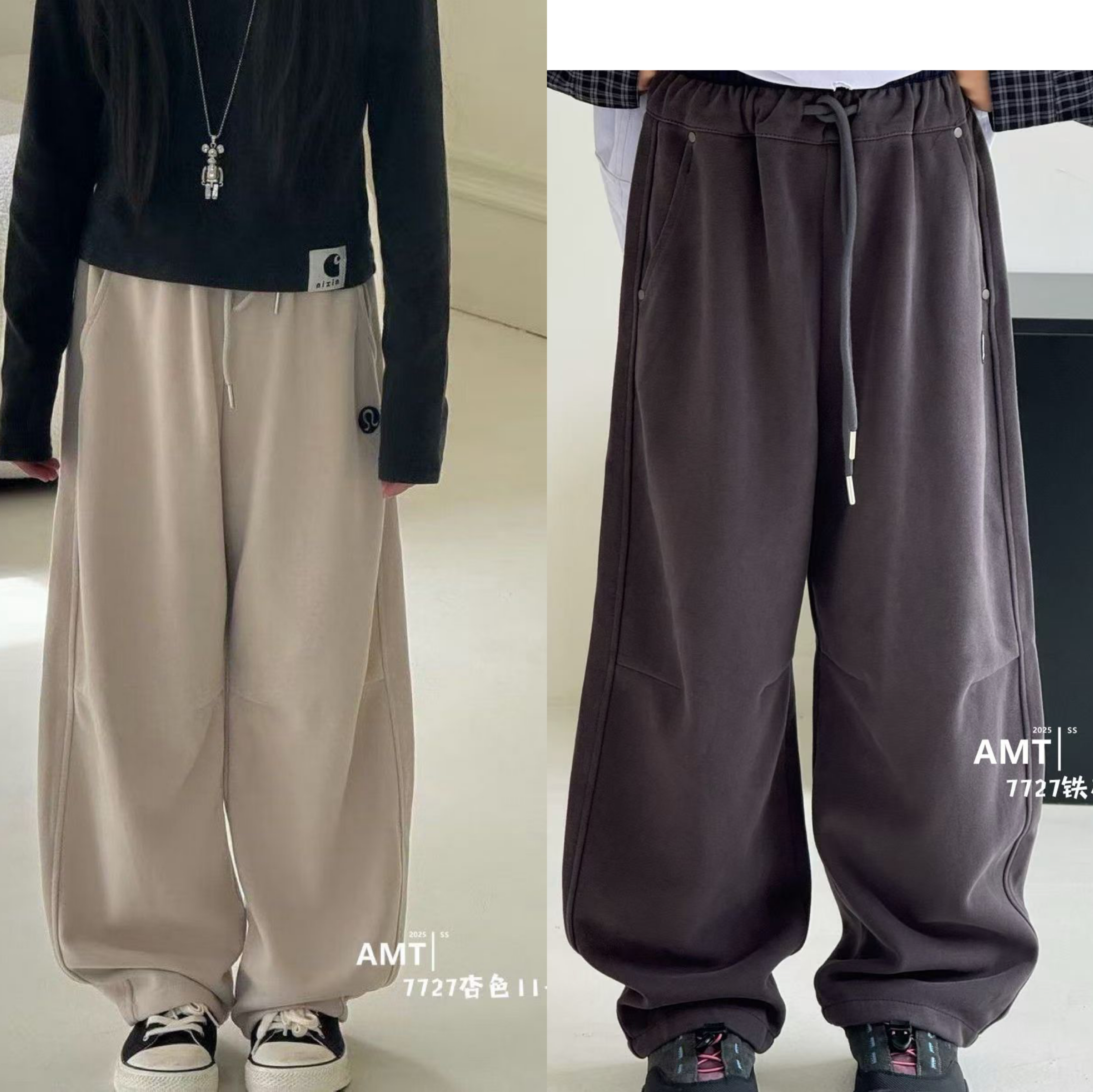 爱木橦2025秋季新款女童韩版百搭休闲裤中大童针织直筒裤7727