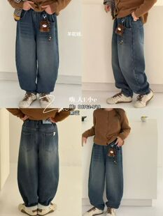 换季清仓~样衣挂板各品牌2025秋冬新款男女童加厚羊驼绒牛仔裤