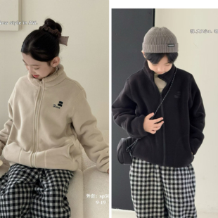 嗨大E小e2025秋冬新款 百搭休闲外套中大童摇粒绒外套5020 韩版