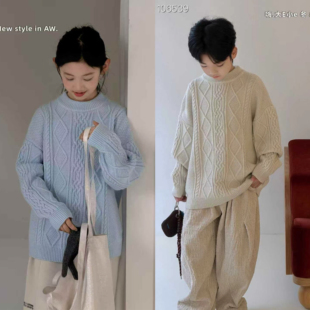 样衣挂板清仓特价大E小e2025秋冬男女童韩版百搭休闲中大童毛衣