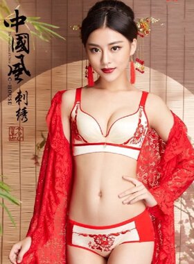 大大无钢圈聚拢调整刺绣款内衣