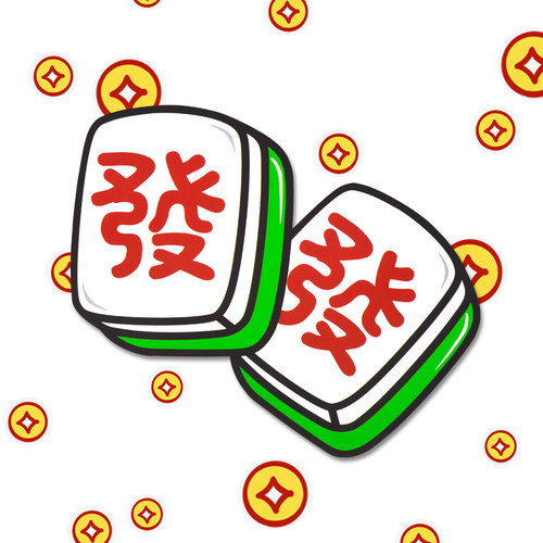 恭喜发财好运赢麻将卡通创意个性