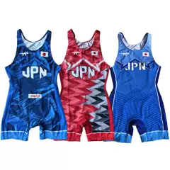 2024-2025 Japan Team Paris Men's Wrestling Uniform One-Piece Elastic Fitness Weightlifting Suit with Logo Printing Available