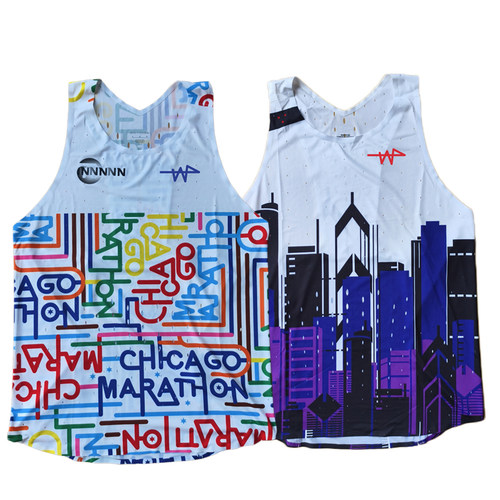 2024-2025芝加哥马拉松精英版上衣压胶田径背心田径服 订制LOGO