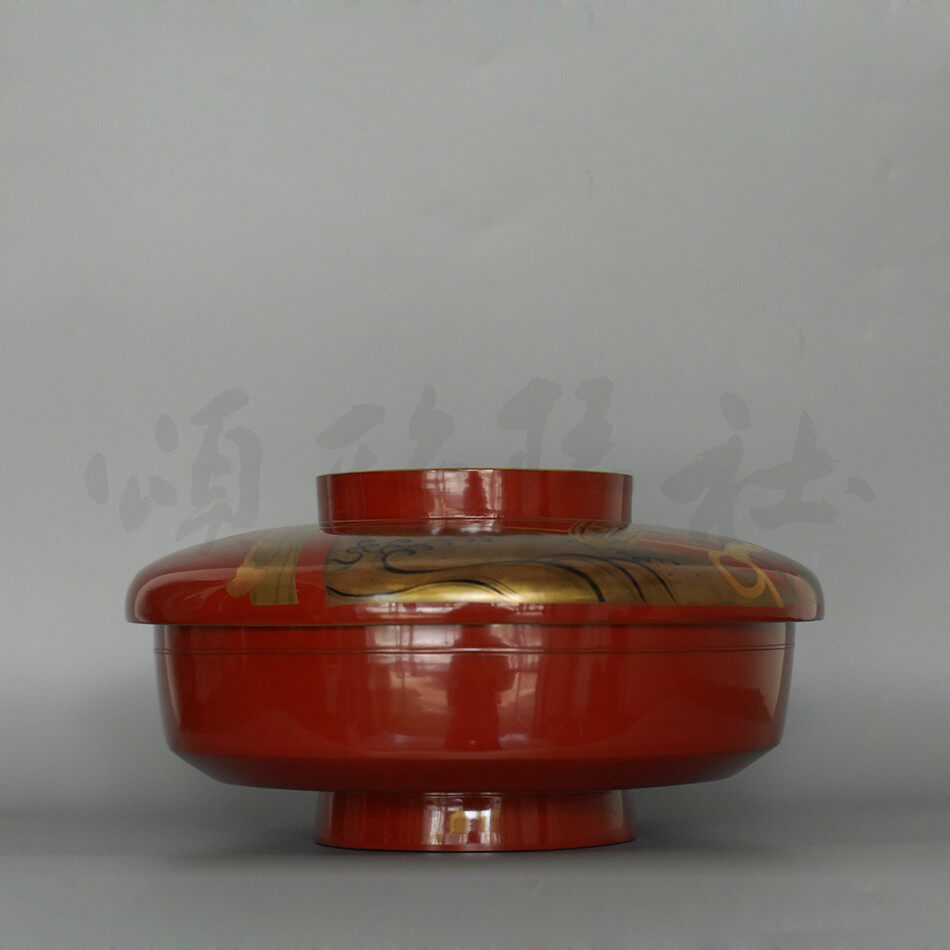 『颂雅琴社』正红鹰纹漆盒 木胎漆器  日本老物纯手工