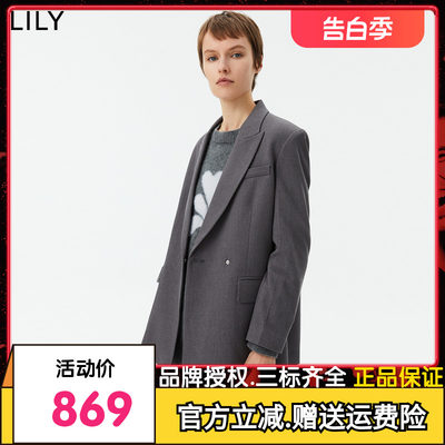 【专柜甄选】LILY2024春新款女装商务复古时尚通勤款休闲西装外套