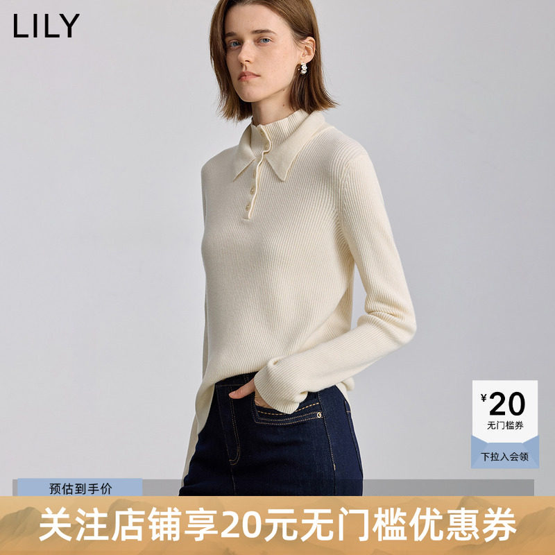 100%美丽诺羊毛LILY2025冬新款女装假两件半高领针织衫打底衫毛衣
