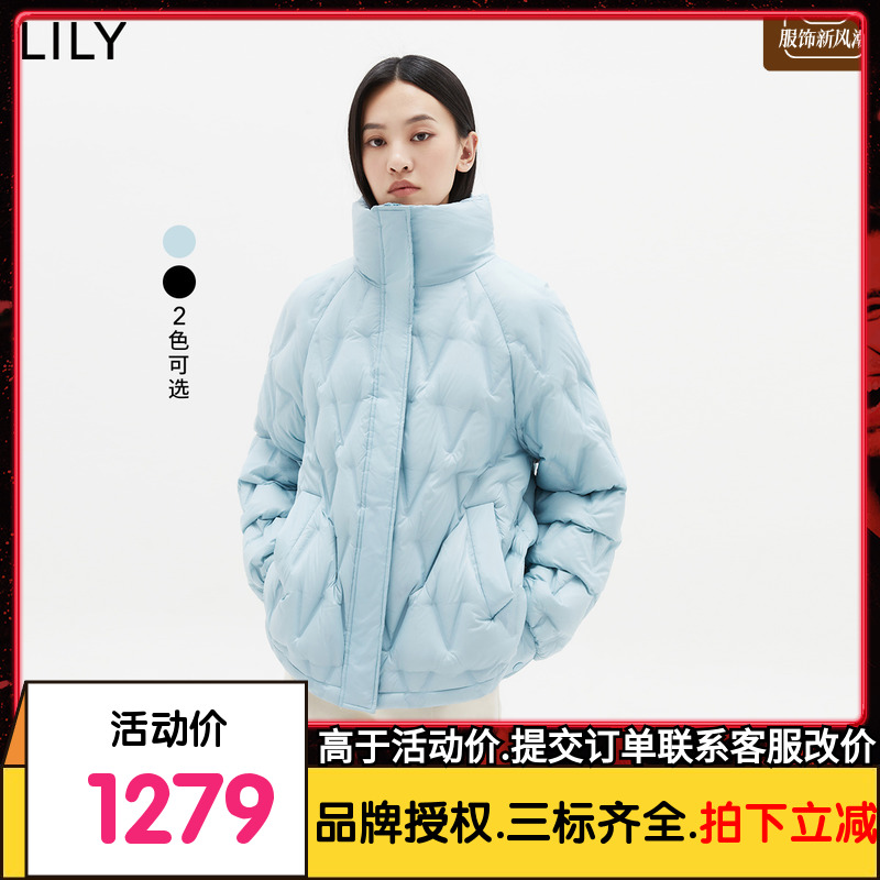 【商场同款】LILY2023冬新款女装保暖鹅绒立领面包服羽绒服外套女