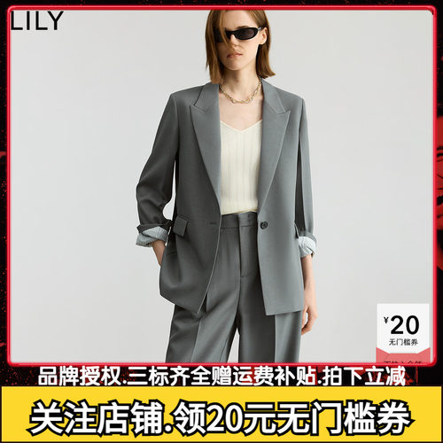 零压西装LILY2025秋新款女装格雷系宽松休闲通勤高级感西装外套