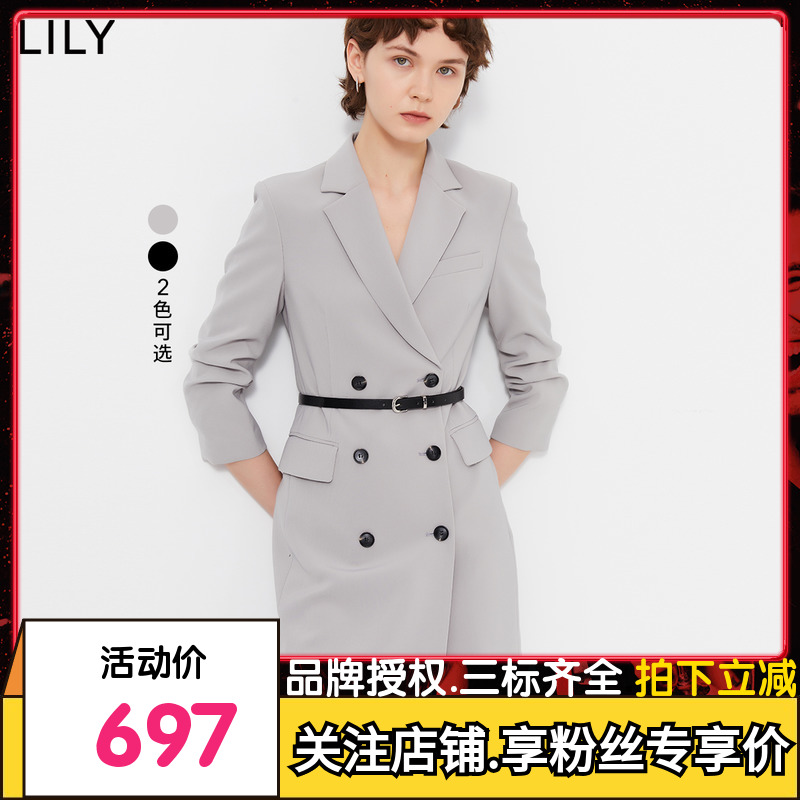 【商场同款】LILY2024春新款女装商务通勤款气质时尚西装式连衣裙