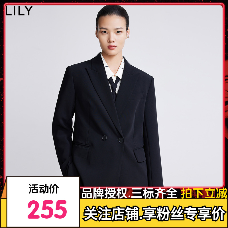 【商场同款】LILY2022春新款女装设计感可脱卸袖口假两件西装外套 女装/女士精品 西装 原图主图