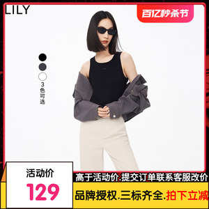 LILY2023秋新款女装美式复古休闲都市通勤款时尚修身针织吊带背心