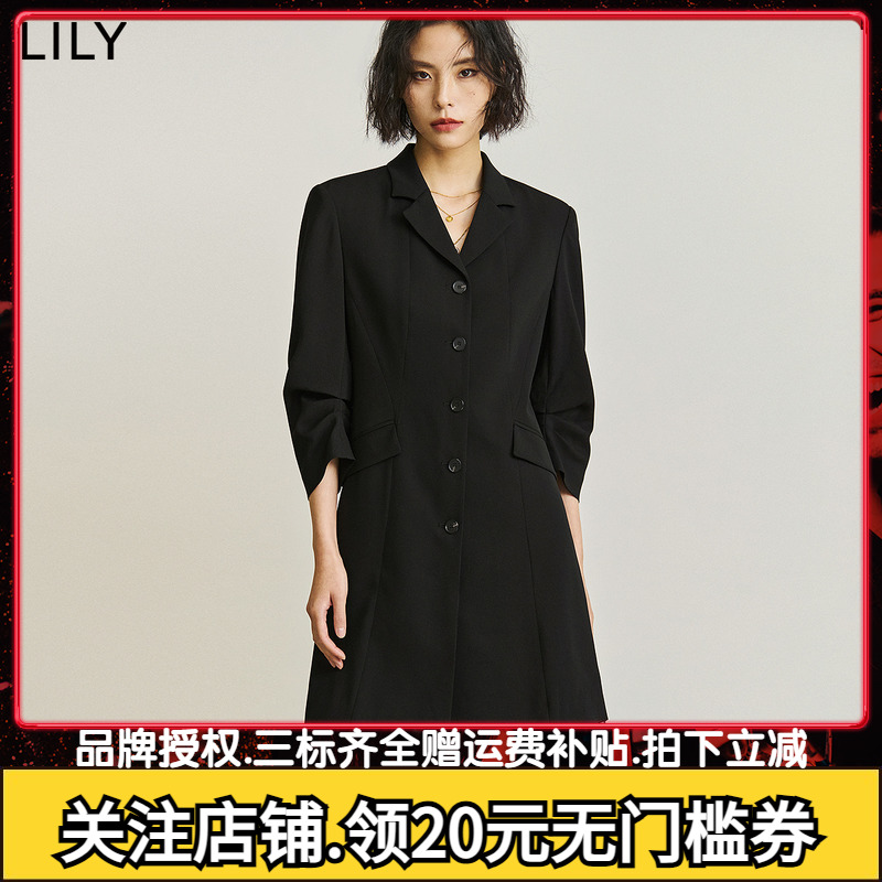【商场同款】LILY2024夏新款女装通勤气质中长款西装连衣裙小个子