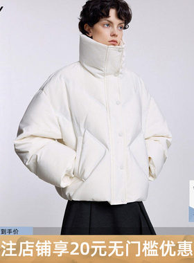 【法奢白金鹅绒服】商场同款LILY2025冬新款高腰泡芙羽绒服女短款