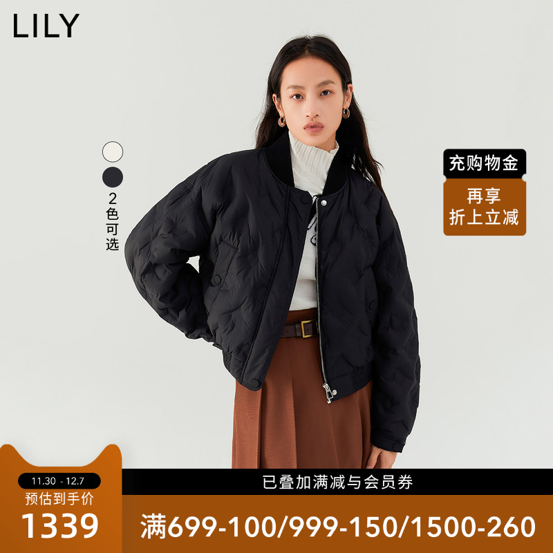 【商场同款】LILY2022冬新款女装洋气减龄时尚短款棒球服式羽绒服-封面